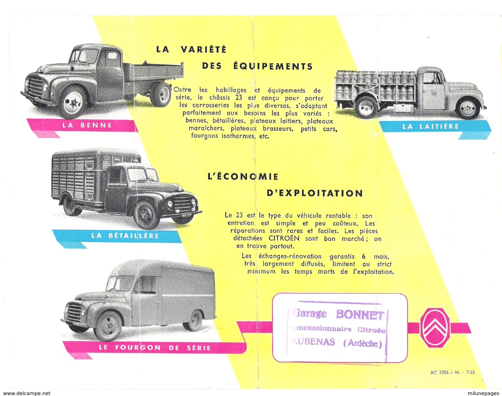 Dépliant Technique Publicitaire 4 Volets Camion CITROËN Type 23 Original D'époque - Trucks