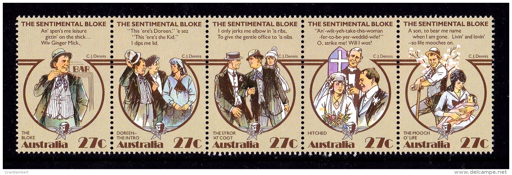 Australia 1983 The Sentimental Bloke Strip Of 5 MNH - Mint Stamps