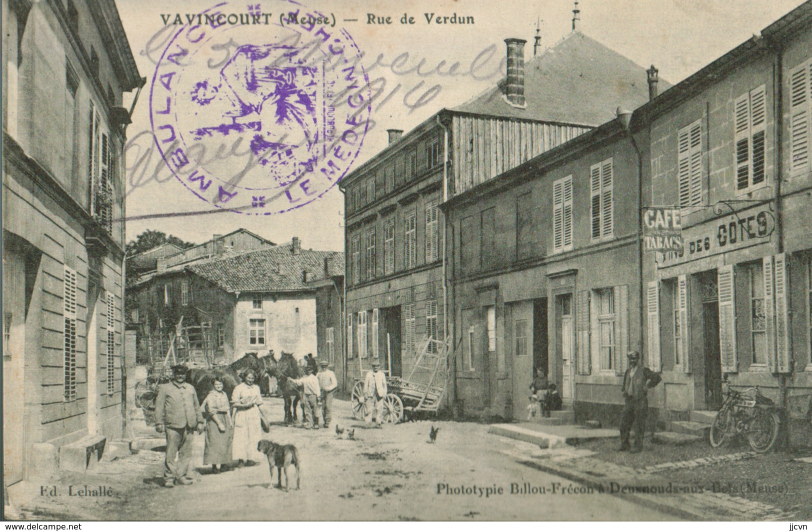 55 - Meuse - Vavincourt - Rue De Verdun (rare) Cachet Militaire "Ambulance  Médecin Chef" - Vavincourt