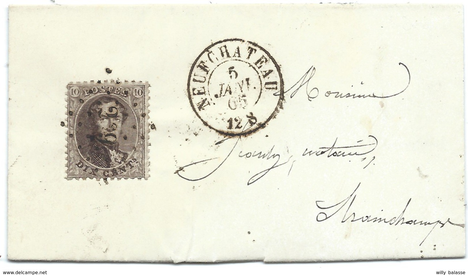 L Affr N°14 Lpts 269 NEUFCHATEAU/1865 Pour Strainchamps. TTB - 1863-1864 Medaillons (13/16)