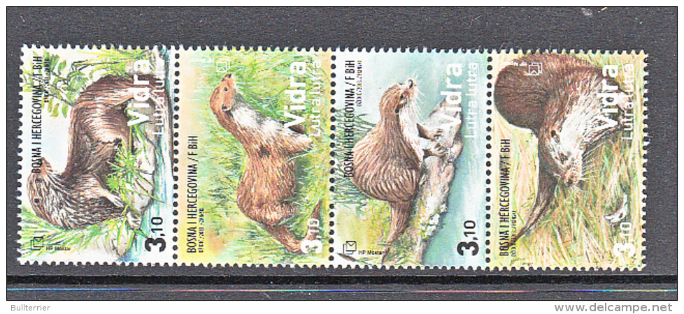 FAUNA - BOSNIA HERZOGOVINA  - 2013- OTTERS STRIP OF 4 MINT NEVER HINGED - Other & Unclassified