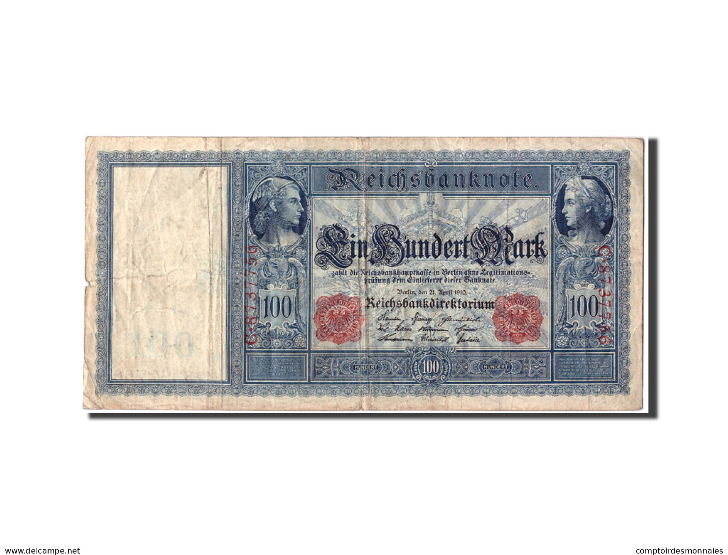 Billet, Allemagne, 100 Mark, 1910, 1910-04-21, KM:42, B+ - 100 Mark