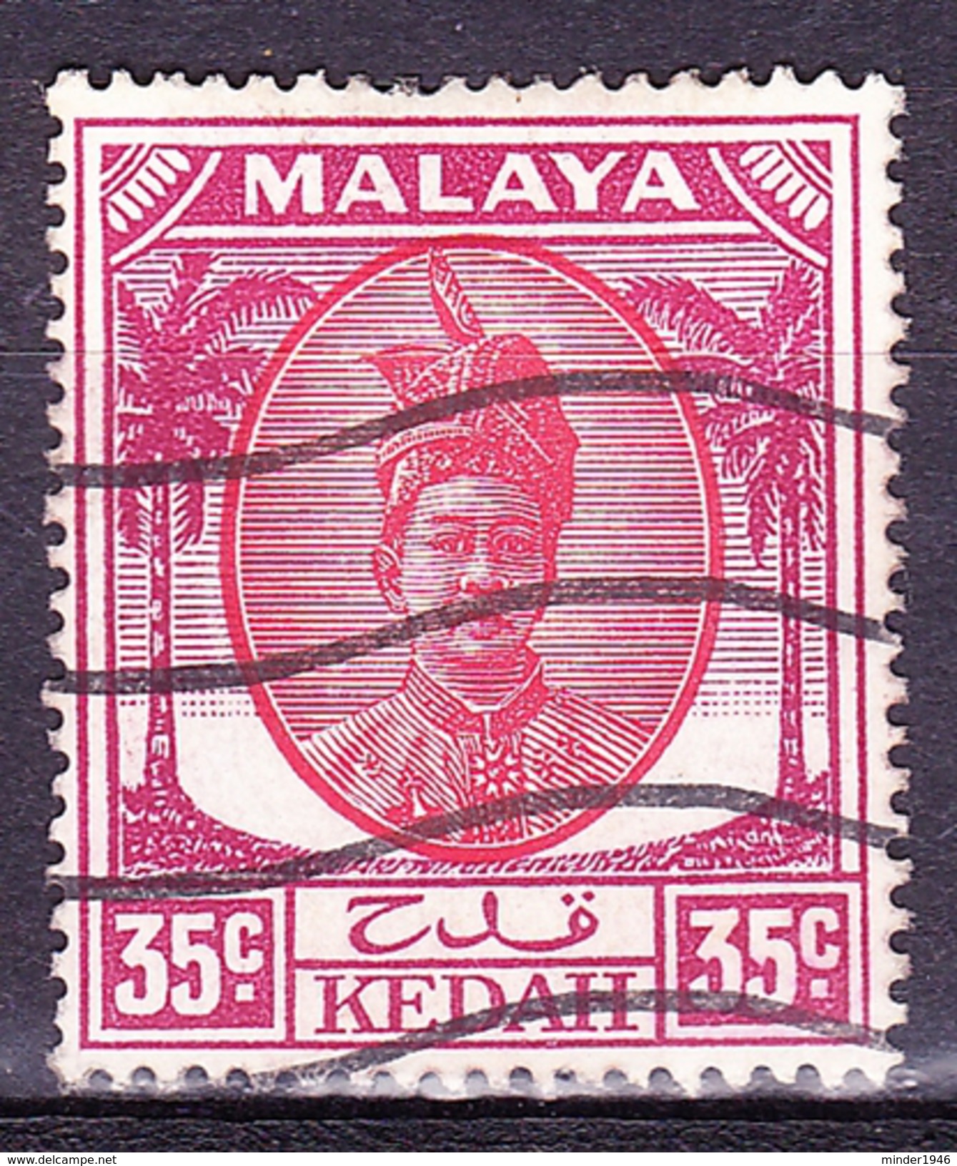 MAYALA KEDAH 1952 35 Cents Scarlet & Purple SG85b Fine Used - Kedah
