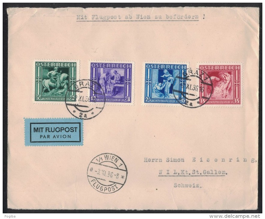 JP99     Flugpost Wien To Wil  Switzerland - With Good Stamp 1936 - Briefe U. Dokumente