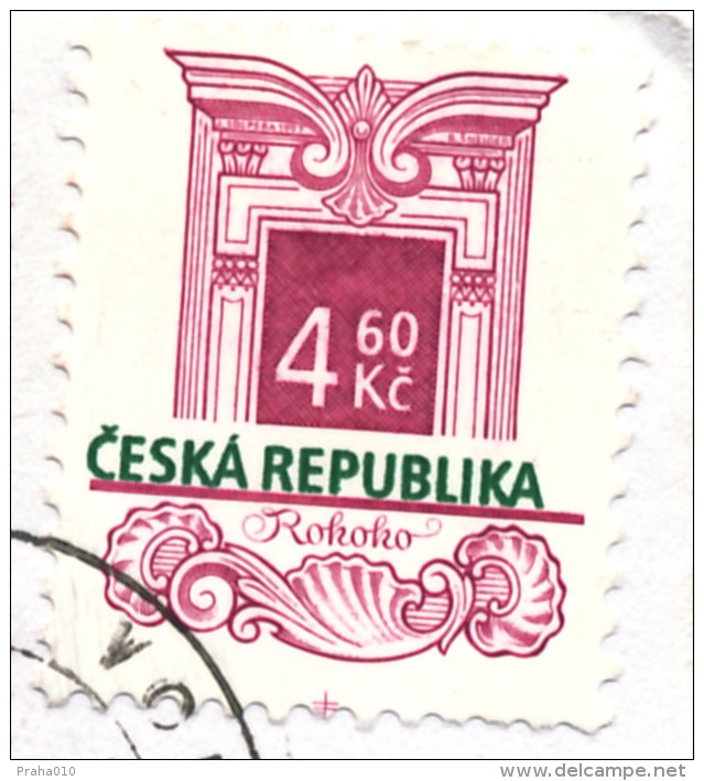 L1206 - Czech Rep. (2000) 389 01 Vodnany (letter) Tariff: 5,40 (stamp 4,60 - Significantly Shifted Text CESKA REPUBLIKA) - Varietà & Curiosità