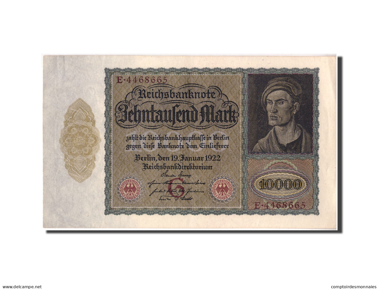 Billet, Allemagne, 10,000 Mark, 1922, 1922-01-19, KM:70, SUP - 10000 Mark