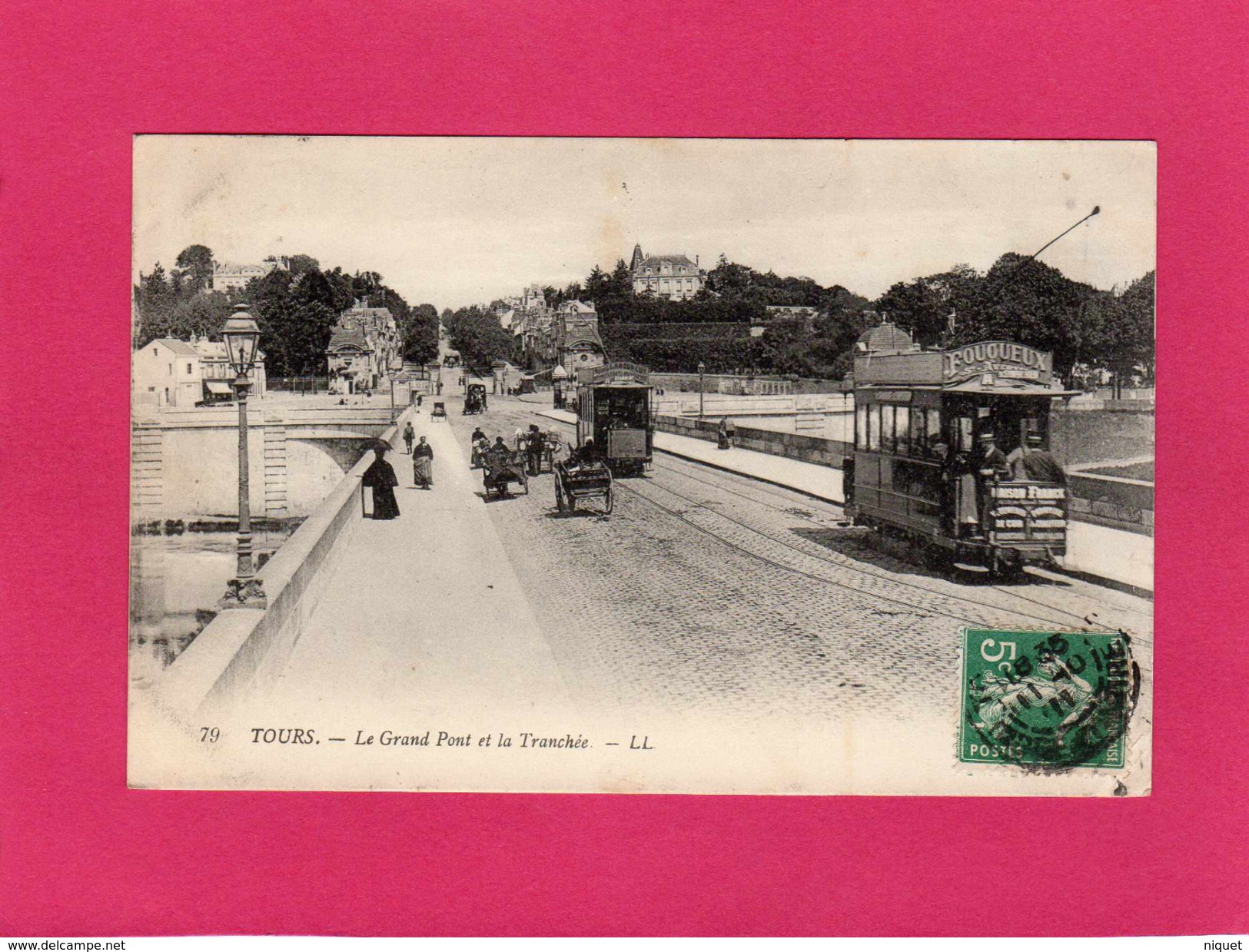 37 INDRE ET LOIRE, TOURS, Le Grand Pont Et La Tranchée, Animée, Tramways, 1911, (L. L.) - Tours