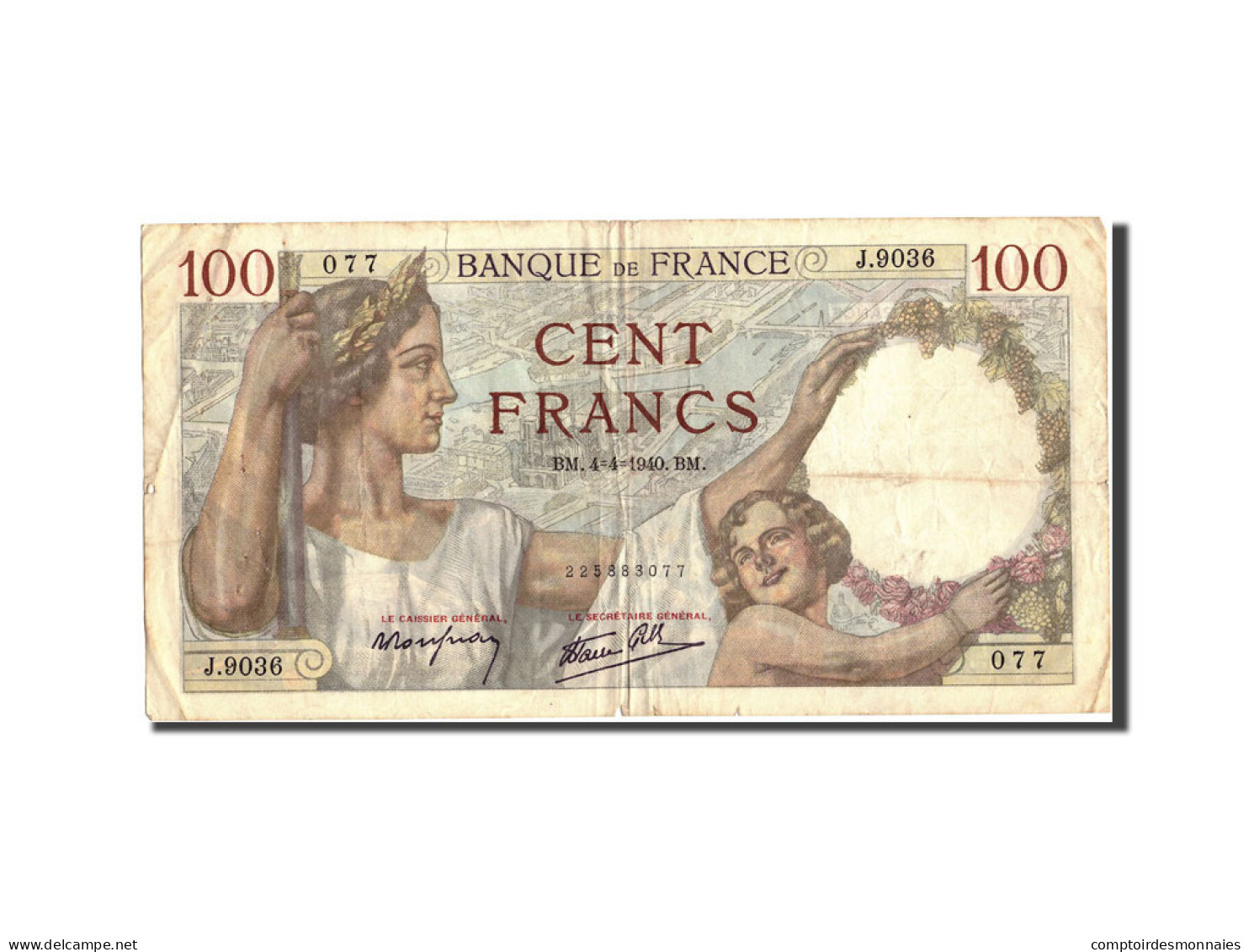 Billet, France, 100 Francs, 100 F 1939-1942 ''Sully'', 1940, 1940-04-04, TB+ - 100 F 1939-1942 ''Sully''