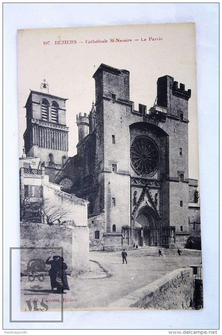 Old Postcard France, Beziers - Cathedrale St Nazaire - Le Parvis - Unposted - Beziers