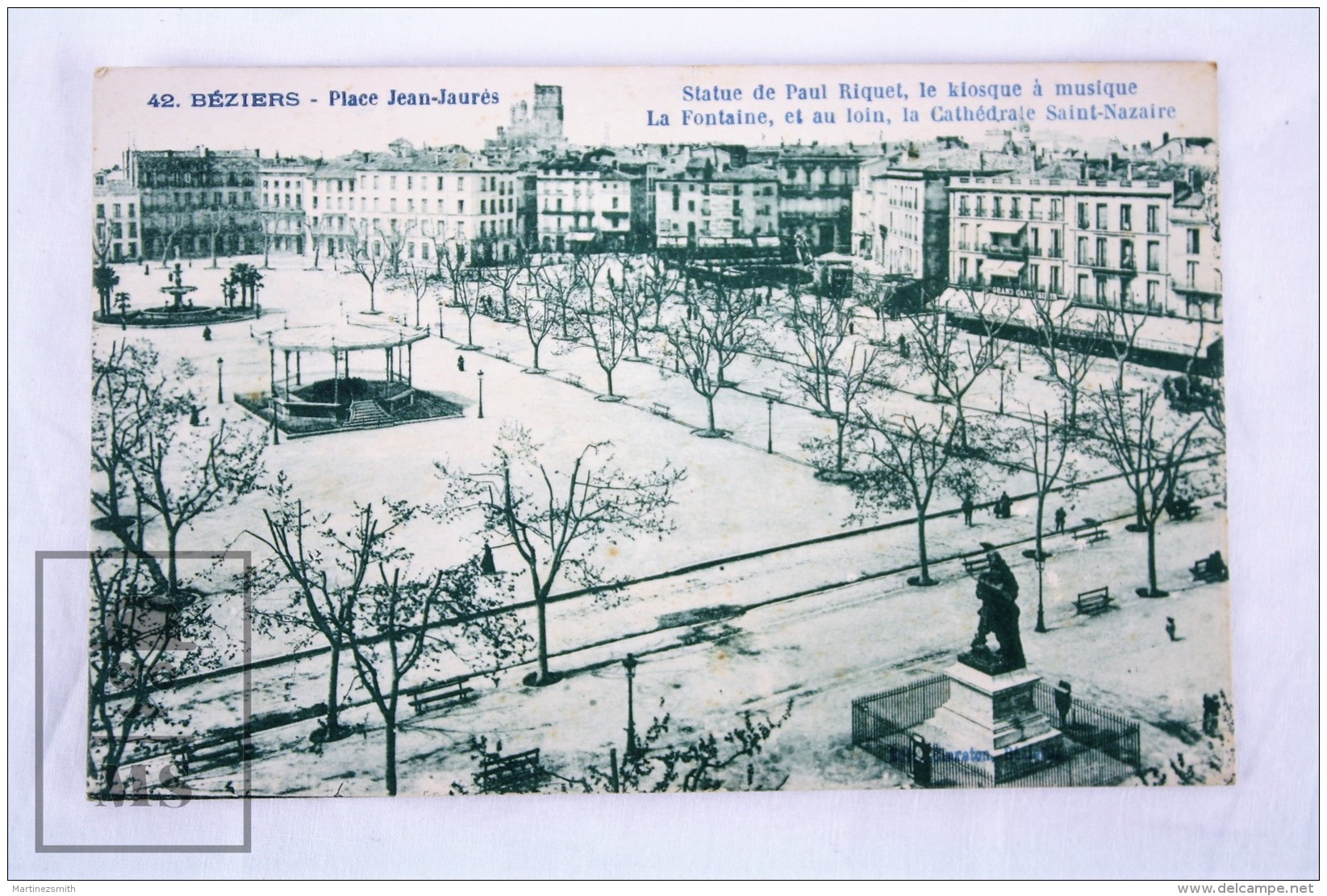 Old Postcard France, Beziers - Place Jean Jaures - Statue De Paul Riquet - Unposted - Beziers