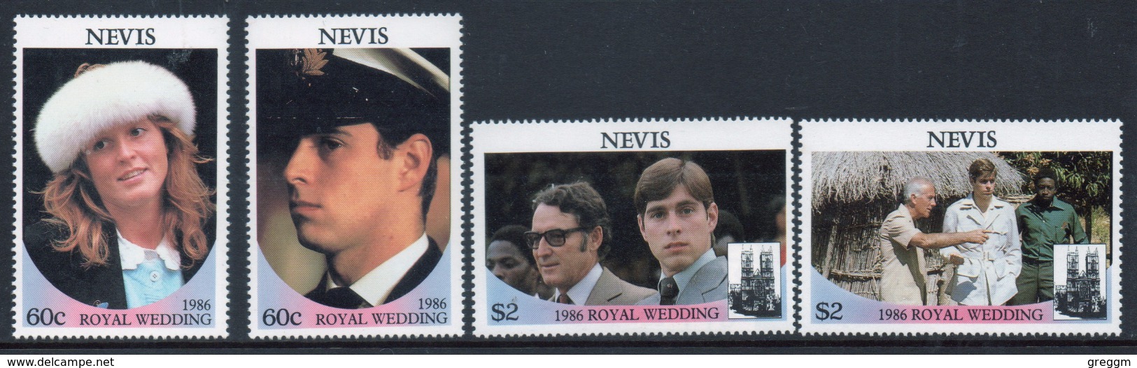 Nevis Set Of Stamps To Celebrate The Royal Wedding 1986. - St.Kitts And Nevis ( 1983-...)