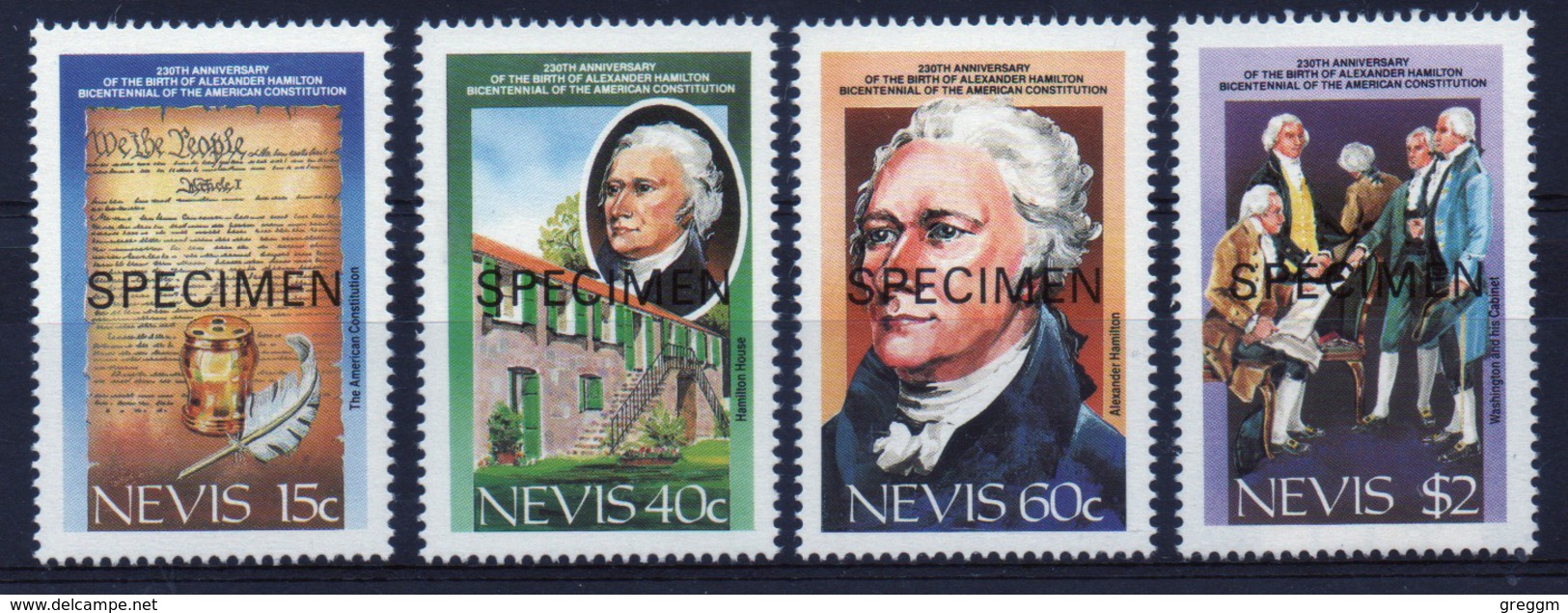 Nevis Set Of Stamps To Celebrate The Bicentenary Of The US Constitution 1987. - St.Kitts And Nevis ( 1983-...)