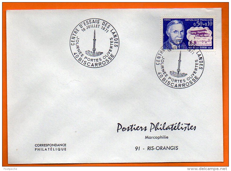 40 BISCARROSSE   CENTRE D'ESSAIS DES LANDES    1971  Lettre Entière  N° X 470 - Europa