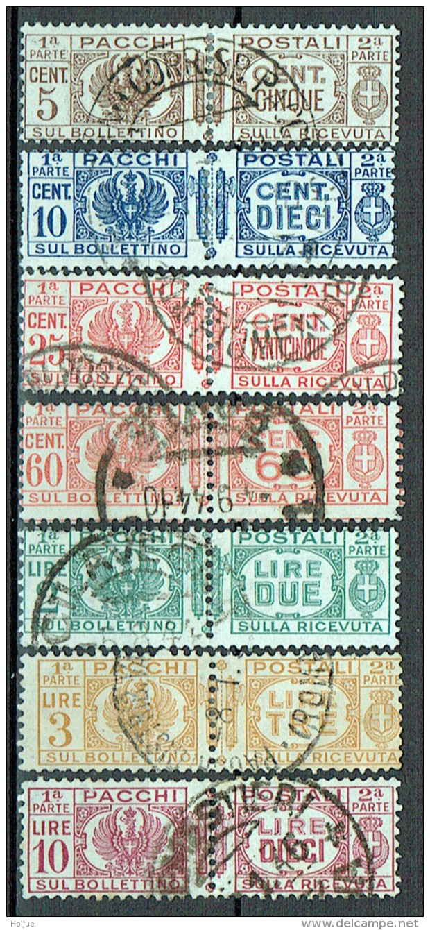 Italien 1927-32 Paketmarken Sassone 24-26, 29, 31, 32, 34 Gestempelt - Pacchi Postali