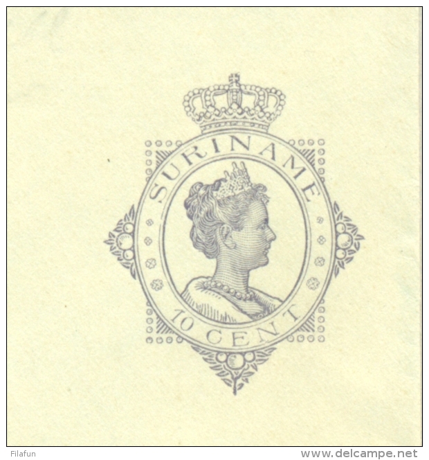Suriname - 1922 - 10 Cent Envelop Wilhelmina In Ovaal, G11 Ongebruikt - Suriname ... - 1975