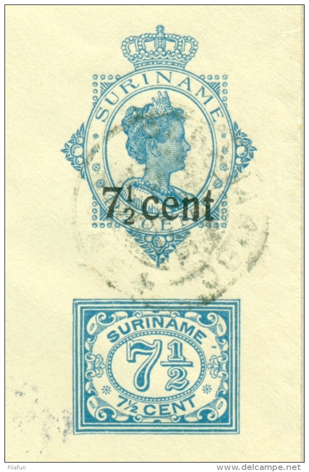 Suriname - 1925 - 7,5 Cent Opdruk Op Envelop 12,5 Cent + 7,5 Cent, G14 Naar Amsterdam - Suriname ... - 1975