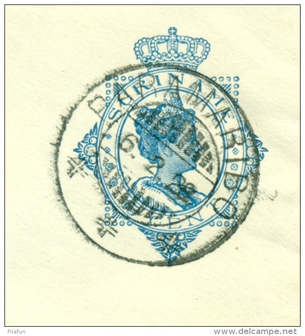 Suriname - 1928 - 15 Cent Envelop Wilhelmina In Ovaal, G16 Van Paramaribo Naar Amsterdam - Suriname ... - 1975