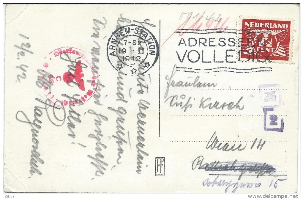 Netherlands Arnhem Station 1942  - Perfin-Perforé-Perfins-Perforés Stamp,censorship - Brieven En Documenten