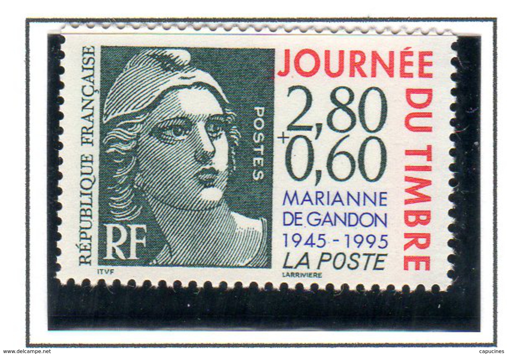 MARIANNE De GANDON - 1995:  JT, 50e Anniv. Marianne De Gandon - N° 2933** (2,80F+60c) - 1945-54 Marianne De Gandon