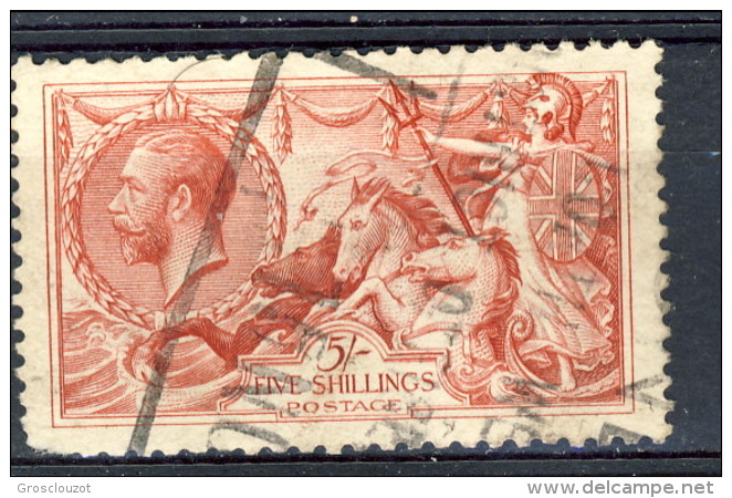 UK Giorgio V 1913 N. 154 S. 5 Rosso Fondo A Linee Orizzontali Usato Catalogo € 300 - Ohne Zuordnung