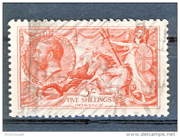 UK Giorgio V 1913 N. 154 S. 5 Rosso Fondo A Linee Orizzontali Usato Catalogo € 300 - Non Classés