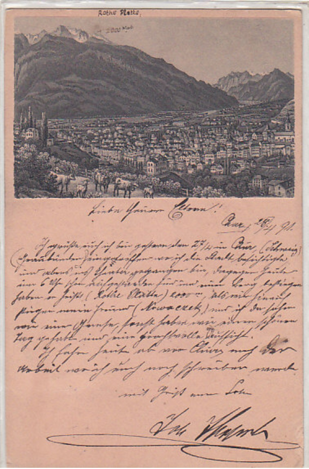 Chur - Vorläufer-Litho - Originalstich - 1891 - Selten        (P12-30916) - Coira