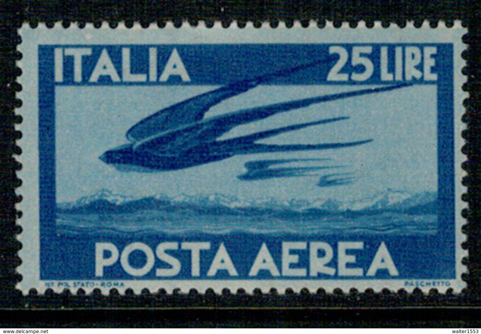 REPUBBLICA 1945 -46 POSTA AEREA DEMOCRATICA 25 LIRE  ** MNH ALTA QUALITA' - Posta Aerea