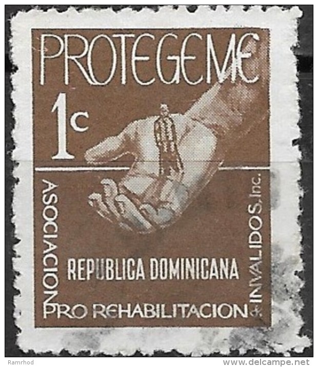 DOMINICAN REPUBLIC 1968 Obligatory Tax. Rehabilitation Of The Handicapped - Hand Holding Invalid - 1c. - Brown  FU - Dominican Republic