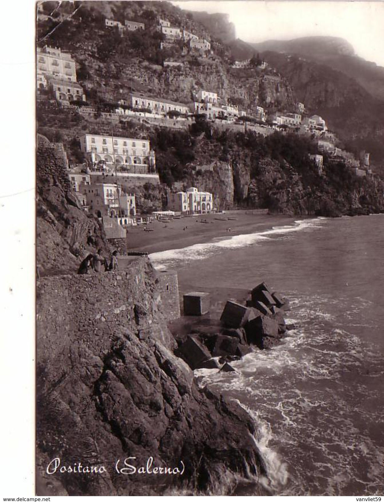 POSITANO-SALERNO--CARTOLINA VIAGGIATA IL 12-1-1956-VERA FOTOGRAFIA - Salerno