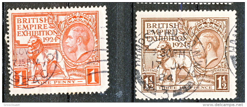 UK Giorgio V 1924 Expo Wembley, Serie 171.172 - 1 Penny Rosso + 1,5 Penny Bruno  Usato Catalogo € 25 - Non Classificati