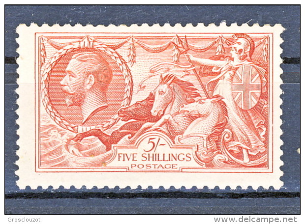 UK Giorgio V 1934 N. 199 S. 5 Rosso Fondo A Linee Incrociate MNH GO Gomma Originale Integra Catalogo € 200 - Non Classificati