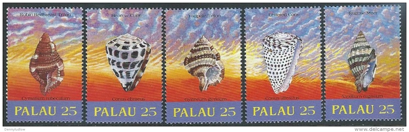 Palau   1989   Sc#212-6  Seashells Set  MNH**  2016 Scott Value $2.75 - Palau