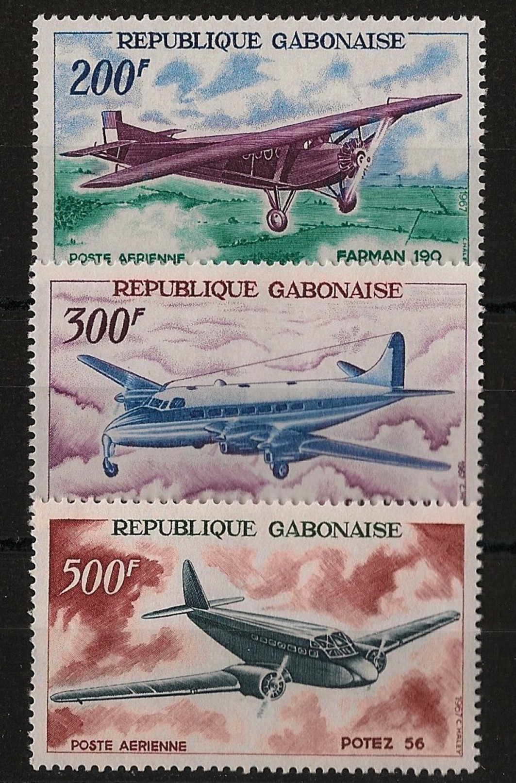 Gabon - Poste Aérienne N°Yv. 52 à 54 - Complet - Neuf Luxe ** - MNH - Postfrisch - Cote 25,2 EUR - Avions