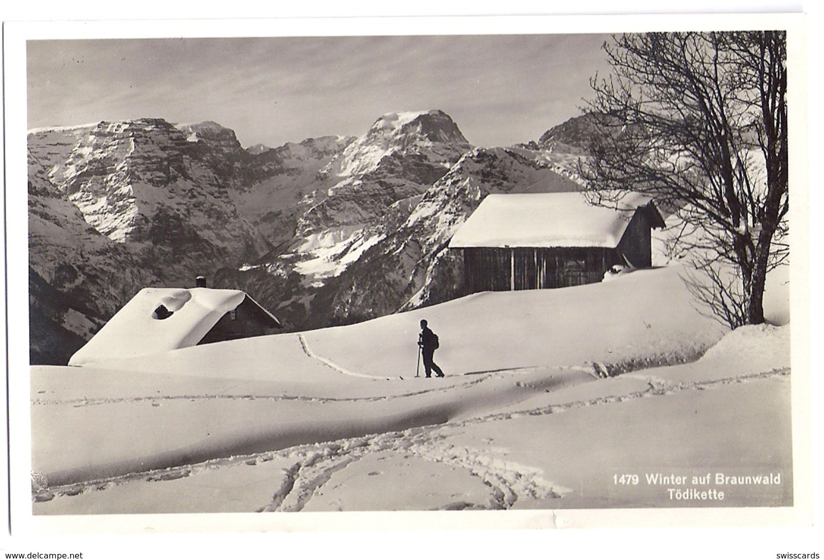 BRAUNWALD: Winterlandschaft Mit Skiläufer 1937 - Braunwald