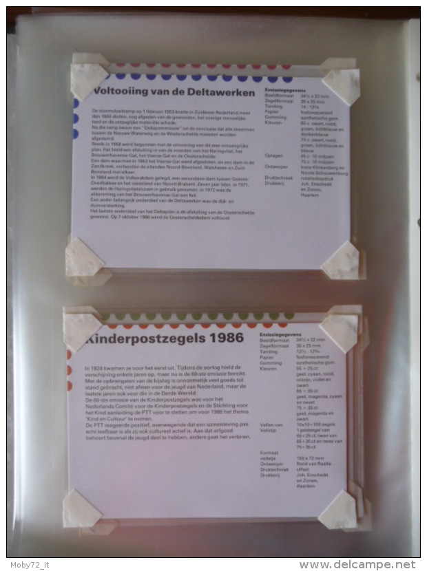 Coll. Olanda MNH 1982/95 su cartocini ufficiali ptt Post da n. 1 a n. 145 (m209)