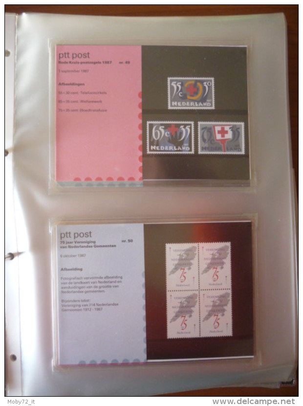 Coll. Olanda MNH 1982/95 su cartocini ufficiali ptt Post da n. 1 a n. 145 (m209)