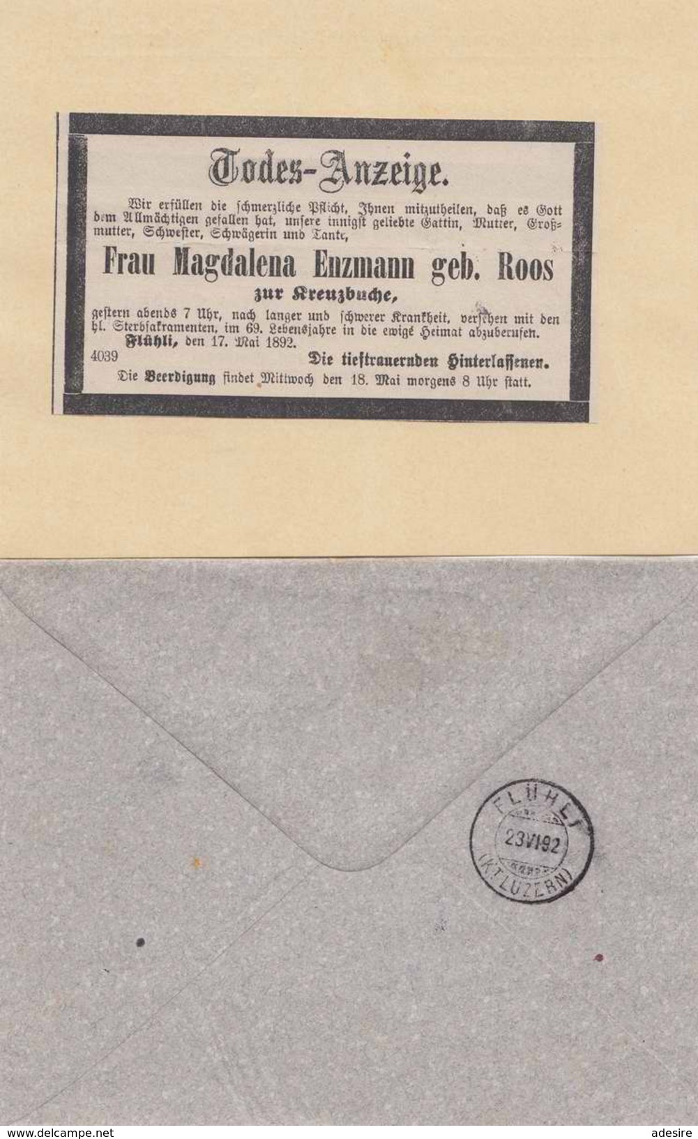 * Schweiz 1892 - 3 Fach Frankierung Auf Brief Mit Inhalt Gel.v. Luzern > Eztlebuch - Briefe U. Dokumente