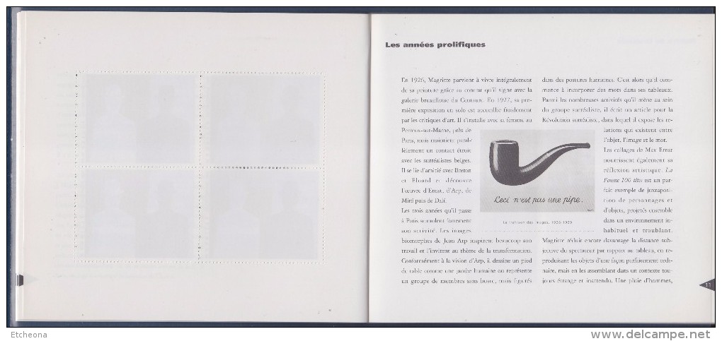 = Magritte Livret textes et 21 vignettes gommées neuves différentes (37 au total) sur 32 pages "stamps"