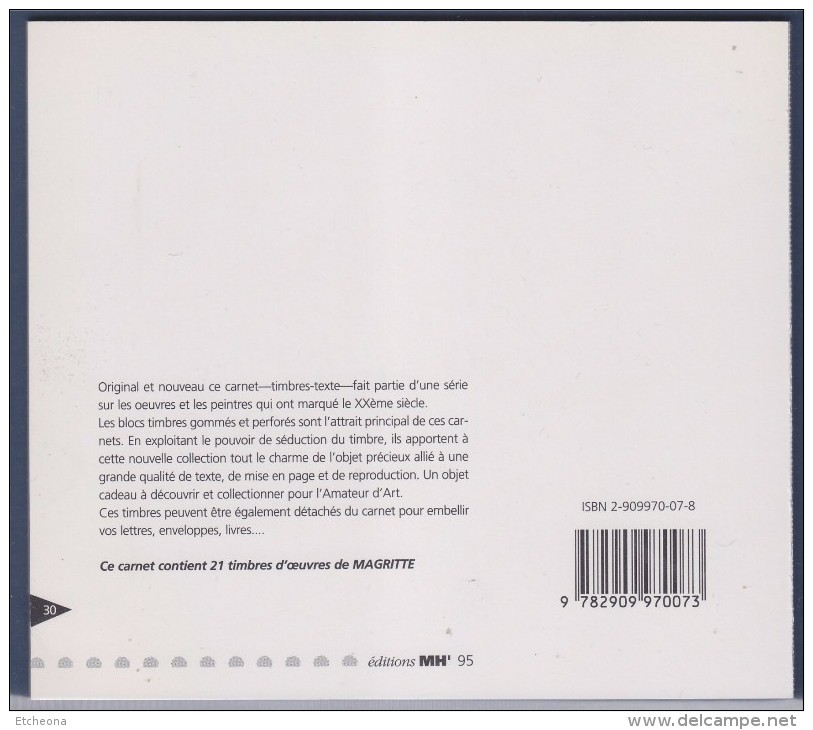 = Magritte Livret textes et 21 vignettes gommées neuves différentes (37 au total) sur 32 pages "stamps"