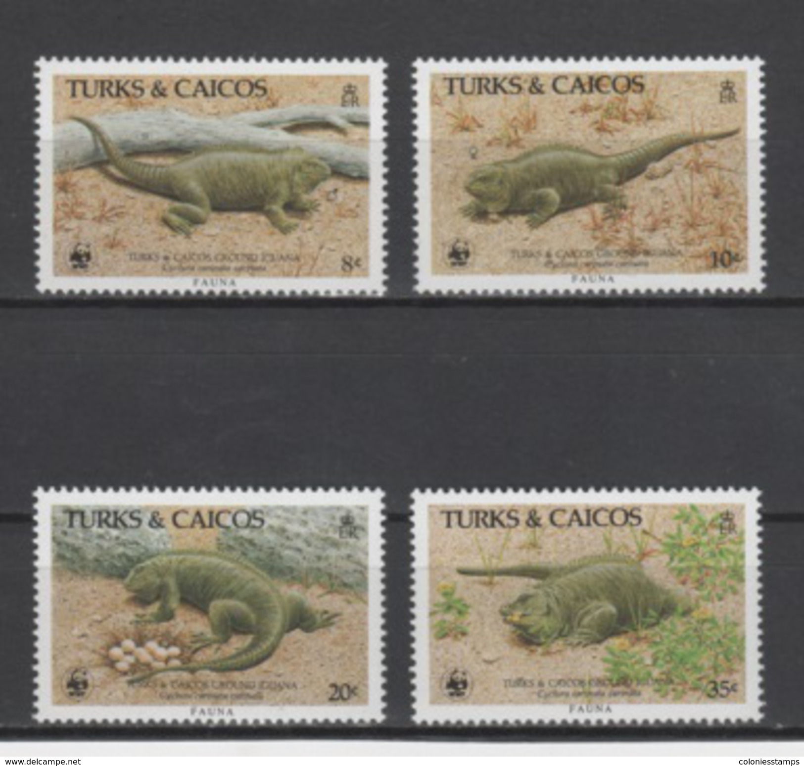 (S0587) TURKS AND CAICOS ISLANDS, 1986 (WWF. Ground Iguanas). Complete Set. Mi ## 777-780. MNH** - Turcas Y Caicos