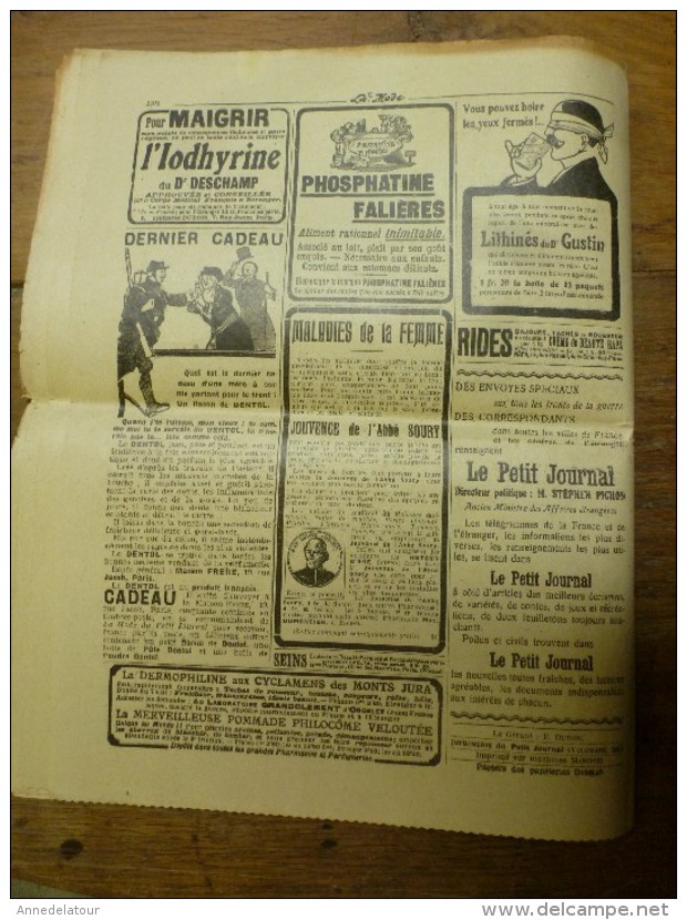 1916  LA MODE  avec son dessin de broderie décalquable au fer chaud  (chemise brodée); Cuisine de guerre etc