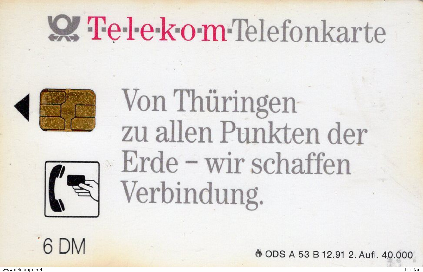 TK A 53B II/1992 Telekom Thüringen O 12€ Abo 2.Auflage DD 2204 Wappen TC Verbindungen Aufbau Ost Tele-card Of Germany - A + AD-Series : Werbekarten Der Dt. Telekom AG