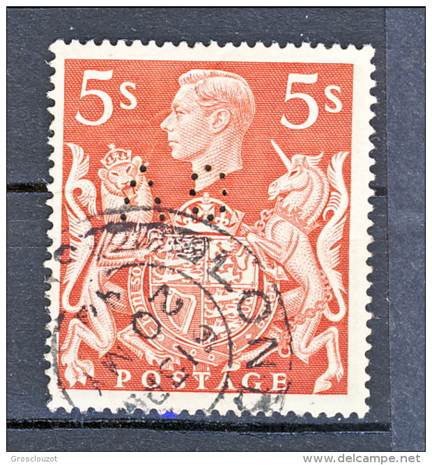 UK Giorgio VI 1939 N. 225 S. 5  Usato Perfin Catalogo € 3,50 - Unclassified