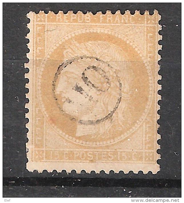 CERES N° 59, 15 C Bistre Obl Cachet OR Dans Un Cercle, TB, Cote 50 Euros - 1871-1875 Cérès