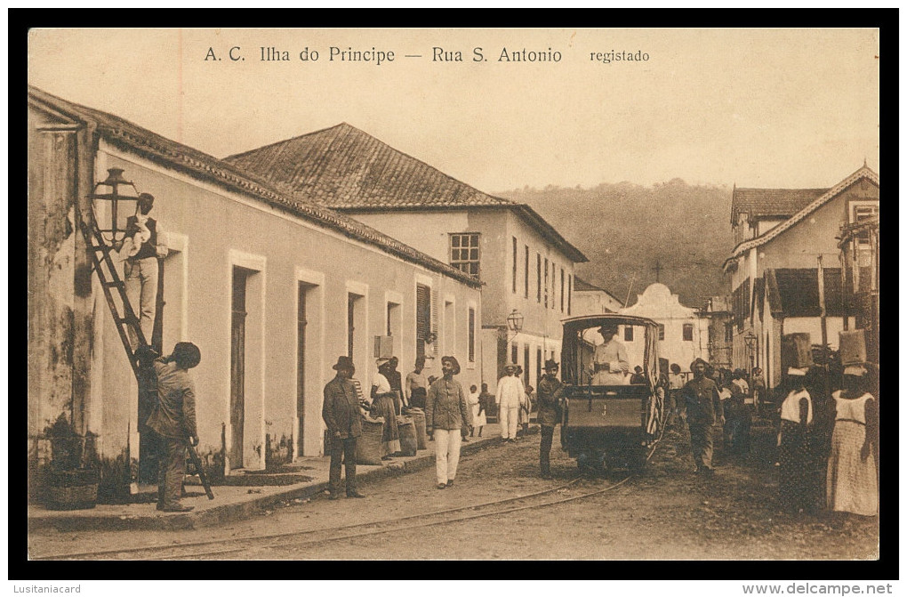 SÃO TOMÉ E PRÍNCIPE- A.C. Ilha Do Principe - Rua S. Antonio. Carte Postale - Sao Tome Et Principe