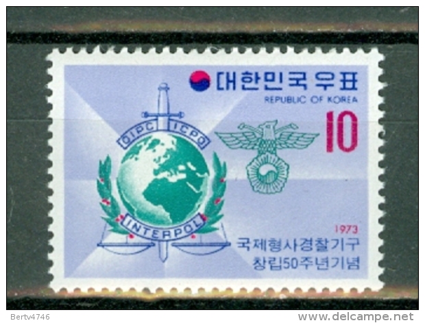 Korea 1973  Yv 757**, Mi 885**  Interpol MNH - Corée Du Sud