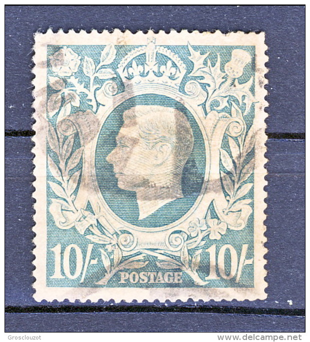 UK Giorgio VI 1942 Serie N. 233-234 S. 10 VARIETA' COLORE Azzurro Latteo RARO, S. 2/6 PERFIN Usati Catalogo € 142 - Non Classificati