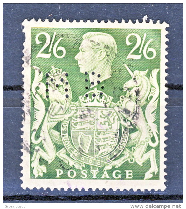 UK Giorgio VI 1942 Serie N. 233-234 S. 10 VARIETA' COLORE Azzurro Latteo RARO, S. 2/6 PERFIN Usati Catalogo € 142 - Sin Clasificación