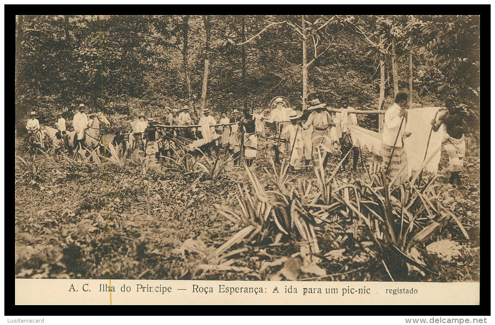 SÃO TOMÉ E PRÍNCIPE - A.C. Ilha Do Principe - Roºça Esperança: A Ida Para Um Pic-nic.   Carte Postale - Sao Tome En Principe