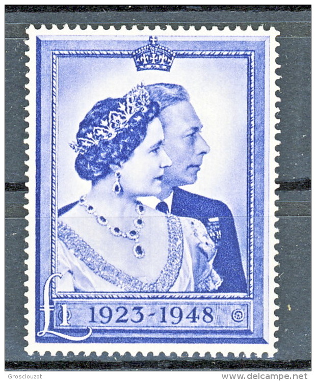 UK Giorgio VI 1948 N. 238 - 1 Sterlina Azzurro Nozze D'argento MNH GO Catalogo € 70 - Non Classificati